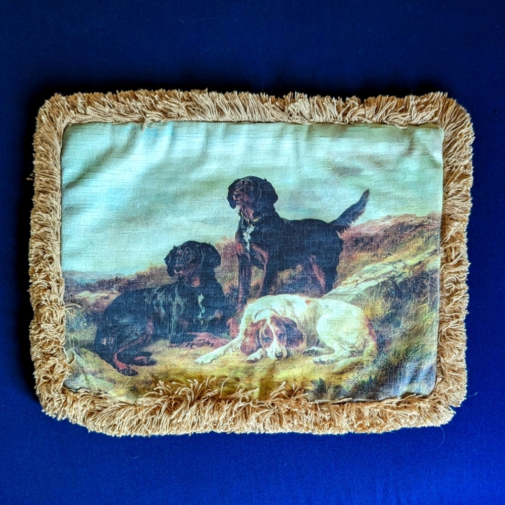 Vintage Hunting Dogs on Velveteen Pillow Cover